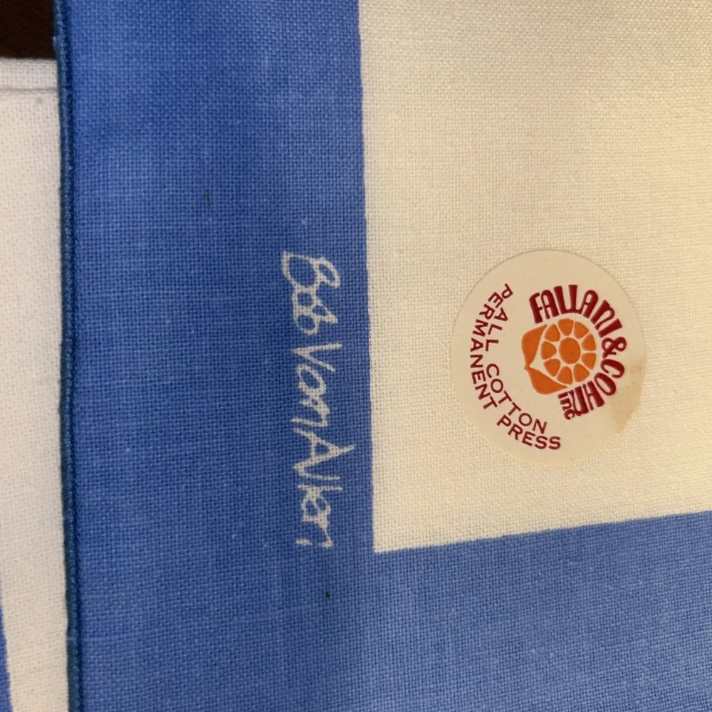 Vintage 8pc Bob Van Allen Fallani Cohn Napkins Blue Border MCM Cotton 2 NWT